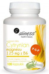 Magnez B6 Cytrynian Magnezu 125 mg z P5P / 100 kaps