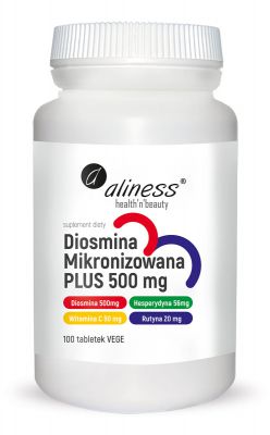 Diosmina mikronizowana PLUS 500 mg / 100 tabletek Hesperydyna wit C RUTYNA/ żylaki